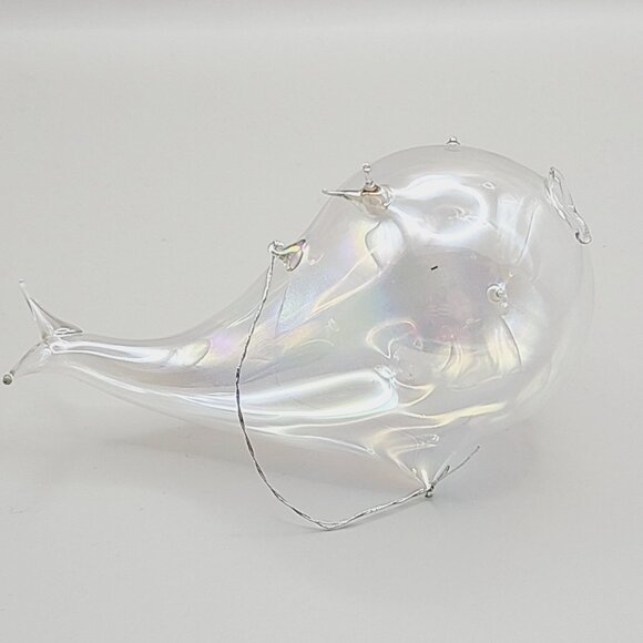 Silvestri Handblown Iridescent Glass Whale Ornament Christmas Holiday Mint - Picture 2 of 10